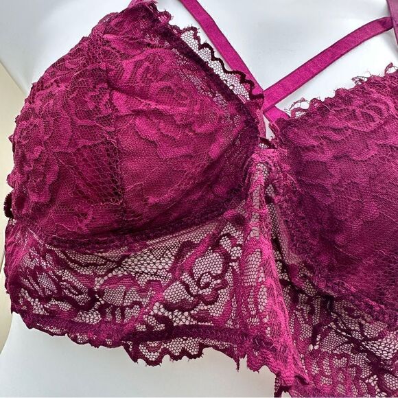 NWT Seven til midnight Yandy lacy longline lattice bralette in wine Sz 3X/4X - Picture 5 of 9